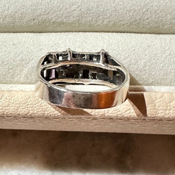 Vintage Amethyst & Marcasite 925 Sterling Silver Ring Size 7 Art Deco - Picture 6 of 11